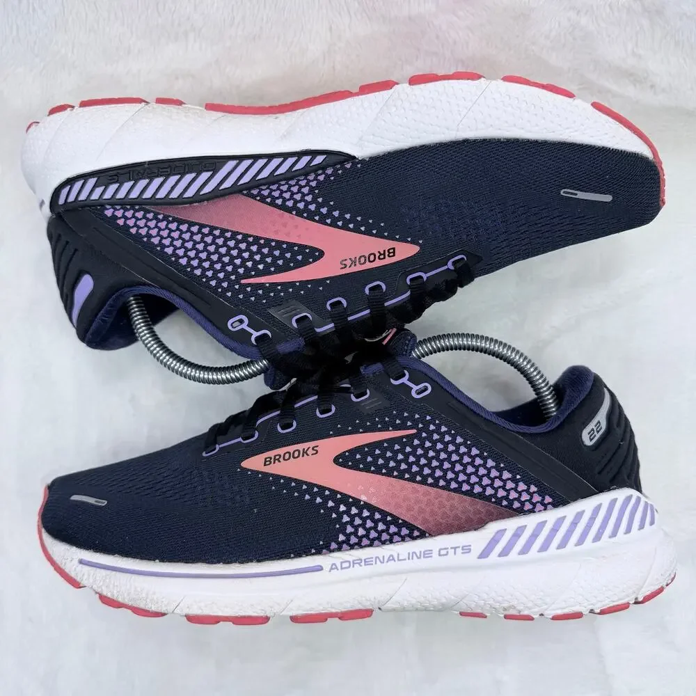 Brooks Adrenaline GTS 22 Womens Running Shoes Black Purple Pink Wide D Size 11